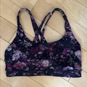 Lululemon Floral Energy Bra 6 black pink
